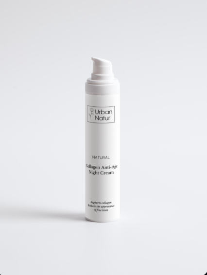 Crema antiedad con colágeno Urban Natur. Fórmula reafirmante con ingredientes naturales y antioxidantes, ideal para piel madura. Cosmética natural sin tóxicos que mejora la elasticidad, reduce arrugas y aporta firmeza para una piel rejuvenecida y radiante