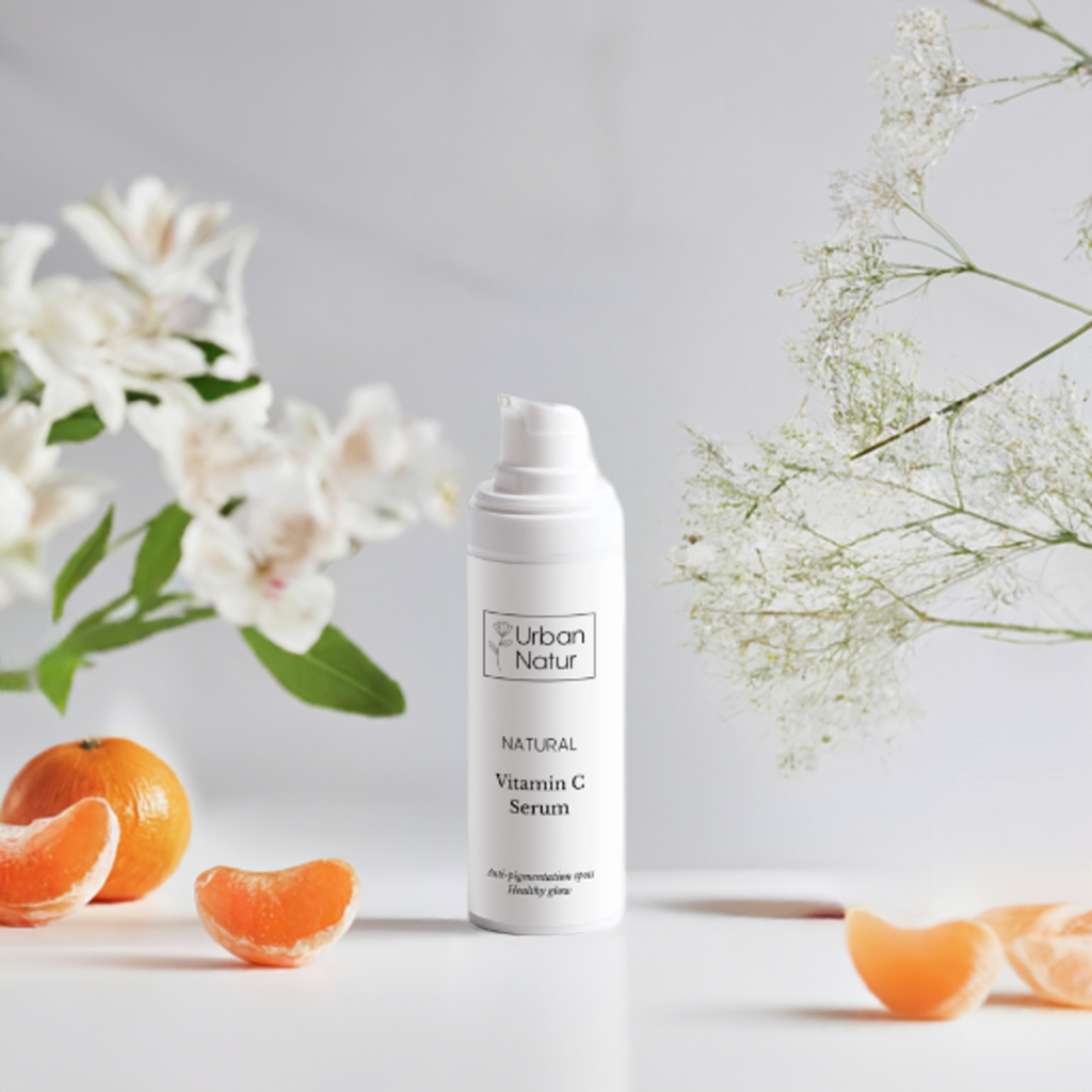 Sérum de vitamina C Urban Natur. Fórmula antioxidante e iluminadora con ingredientes naturales, ideal para piel apagada o con manchas. Cosmética natural sin tóxicos que unifica el tono, mejora la firmeza y potencia la luminosidad para una piel radiante y saludable