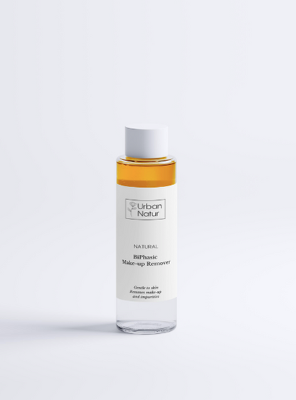 Desmaquillador bifásico Urban Natur que elimina maquillaje e impurezas respetando el equilibrio de la piel.